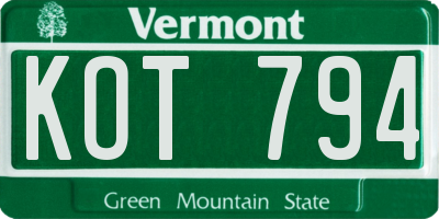 VT license plate KOT794