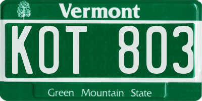 VT license plate KOT803