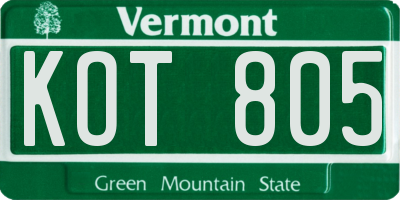 VT license plate KOT805