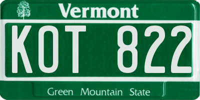 VT license plate KOT822