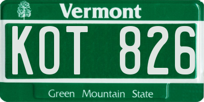 VT license plate KOT826