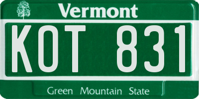 VT license plate KOT831