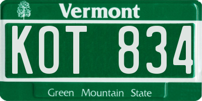 VT license plate KOT834