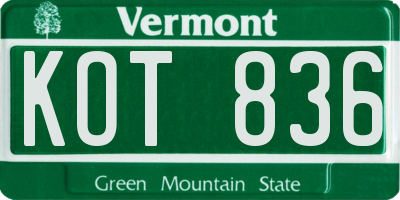 VT license plate KOT836