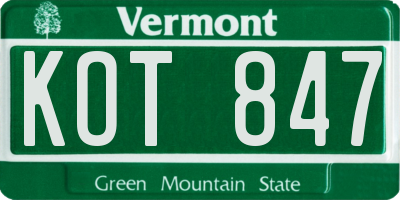 VT license plate KOT847