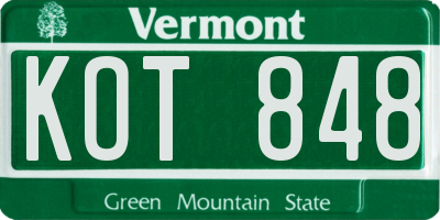 VT license plate KOT848