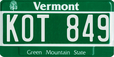 VT license plate KOT849