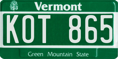 VT license plate KOT865