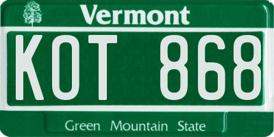 VT license plate KOT868