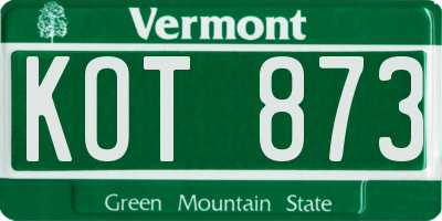 VT license plate KOT873