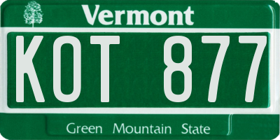 VT license plate KOT877
