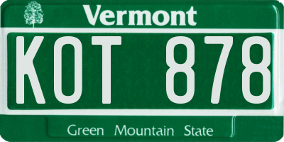 VT license plate KOT878