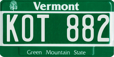 VT license plate KOT882