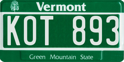 VT license plate KOT893