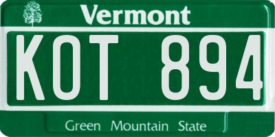 VT license plate KOT894