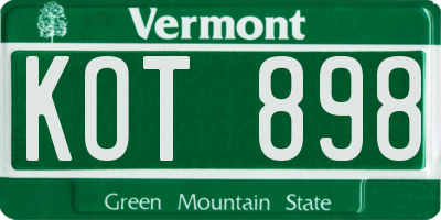 VT license plate KOT898