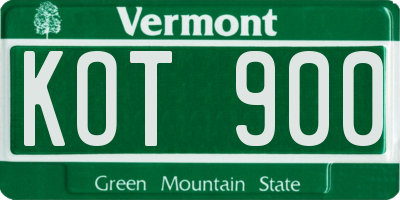 VT license plate KOT900