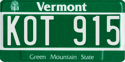 VT license plate KOT915