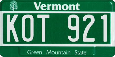 VT license plate KOT921