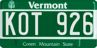 VT license plate KOT926