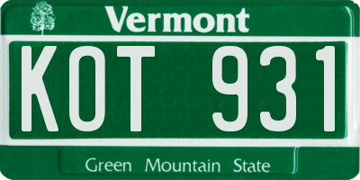 VT license plate KOT931