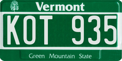 VT license plate KOT935