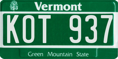 VT license plate KOT937
