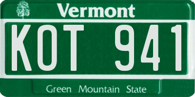 VT license plate KOT941