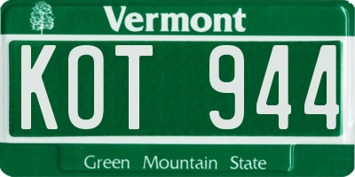 VT license plate KOT944