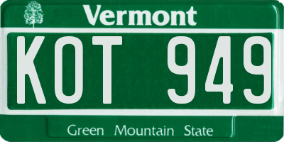 VT license plate KOT949