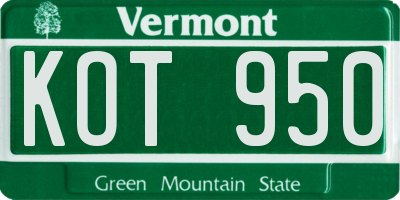 VT license plate KOT950