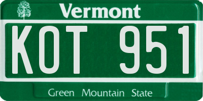 VT license plate KOT951
