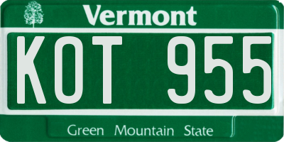 VT license plate KOT955