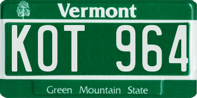 VT license plate KOT964