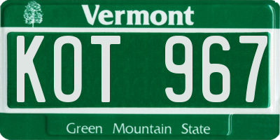 VT license plate KOT967