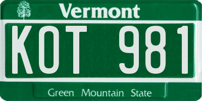 VT license plate KOT981