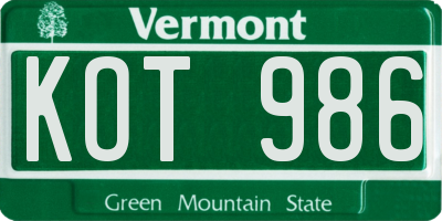 VT license plate KOT986
