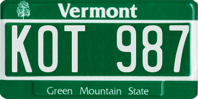 VT license plate KOT987