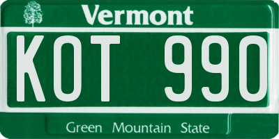 VT license plate KOT990
