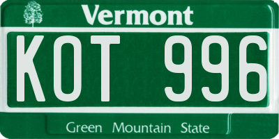 VT license plate KOT996