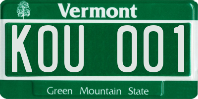 VT license plate KOU001
