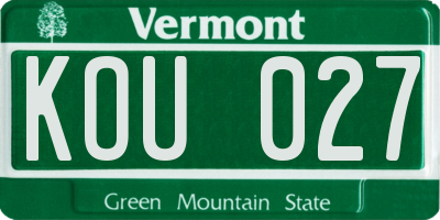 VT license plate KOU027