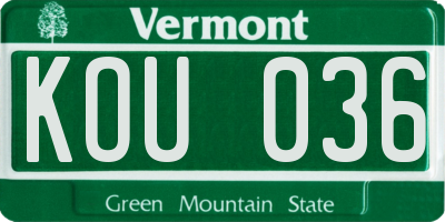 VT license plate KOU036
