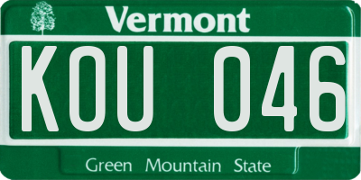 VT license plate KOU046
