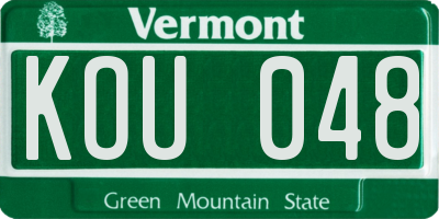 VT license plate KOU048