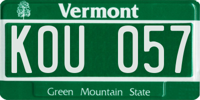 VT license plate KOU057
