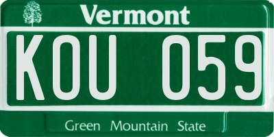 VT license plate KOU059