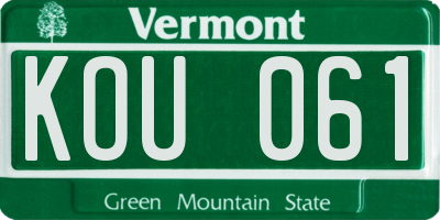 VT license plate KOU061