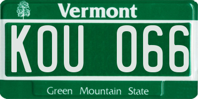 VT license plate KOU066