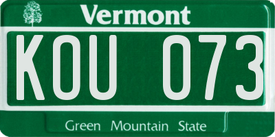 VT license plate KOU073